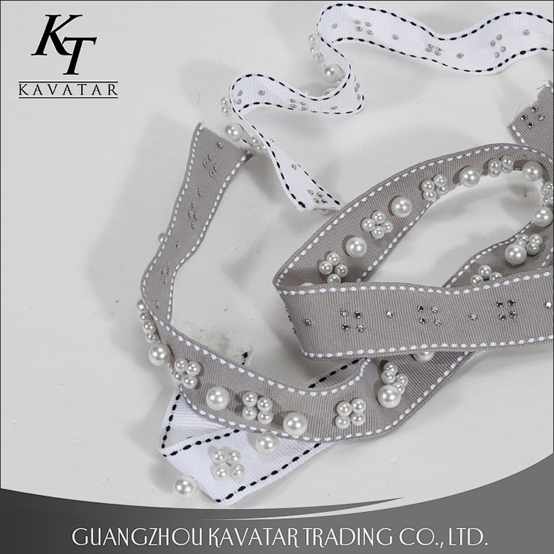 Beautiful White Webbing Beaded Pearl Lace Trim