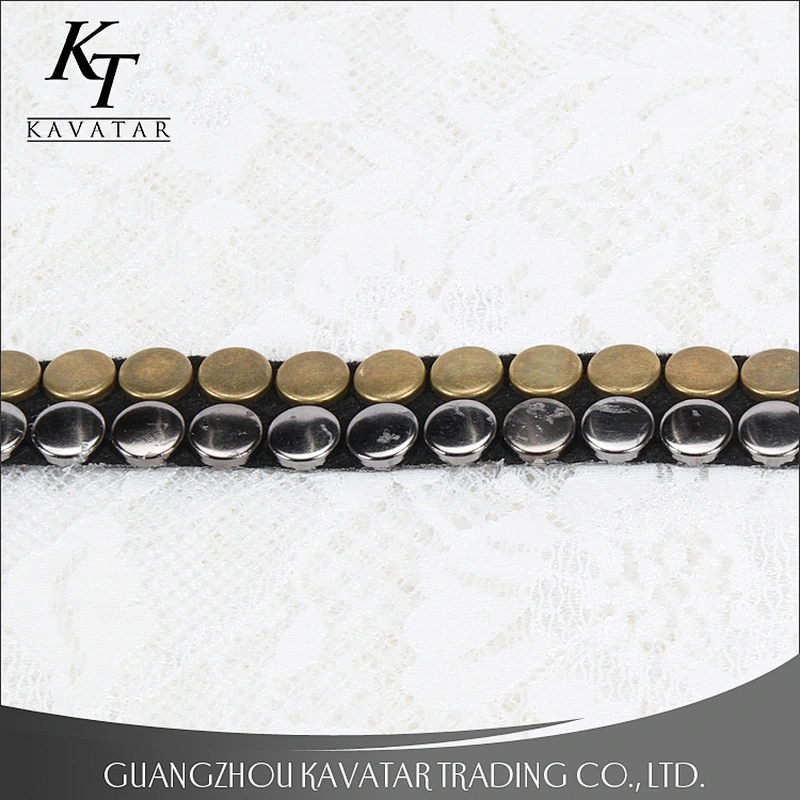 New design double rows round shape Copper stud trim tape decoration for clothes