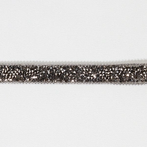 Rhinestone beaded hot fix trim with Copper bead chain border Custom