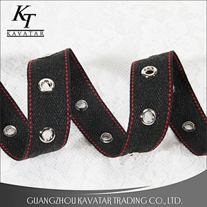 2017 new style red border eyelet lace trims for decorate jeans