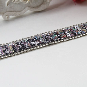 Latest design wedding hotfix sequin banding trim low MOQ