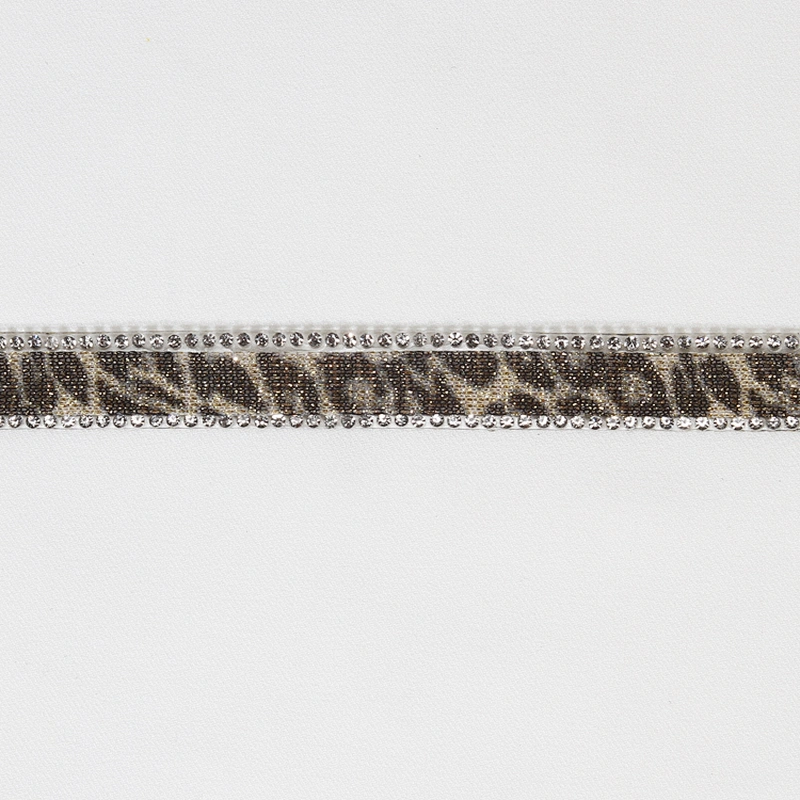 1.5cm Custom Vogue Leopard Print Rhinestone Beaded Hot Fix Trim