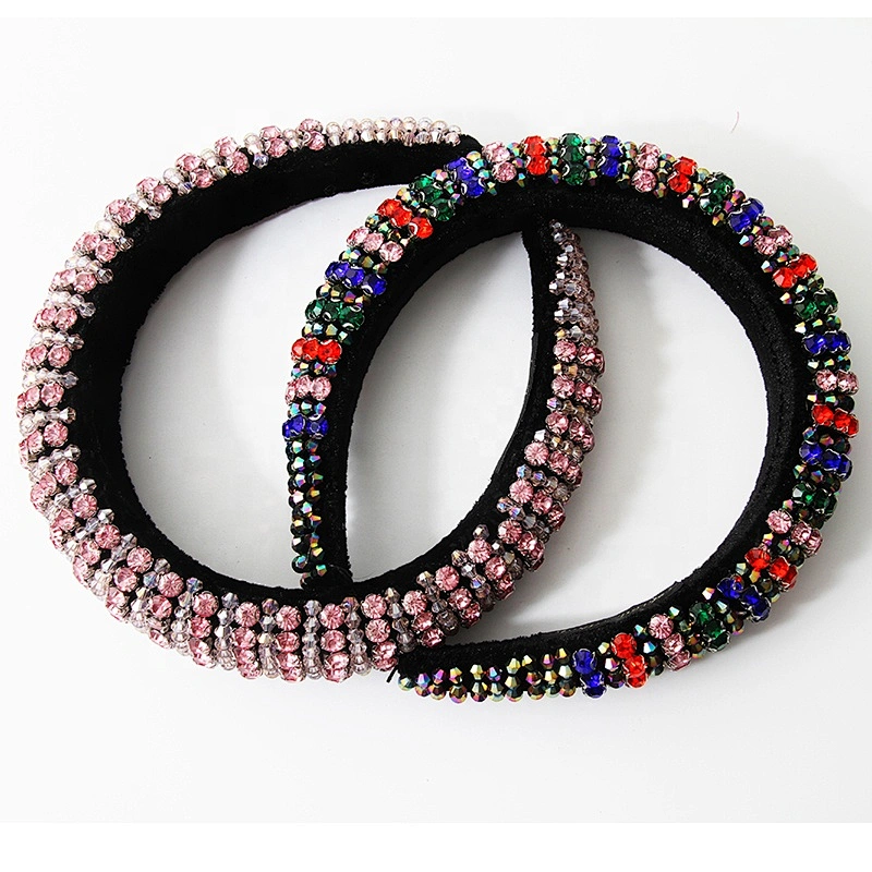Manufacturers direct colorful beads with blue pearl headband bride with hand sewing Acrylic beads with the latest style bling