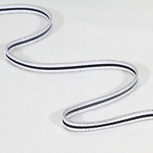 Design iron on hot fix rhinestone trim with white black strip ribbon