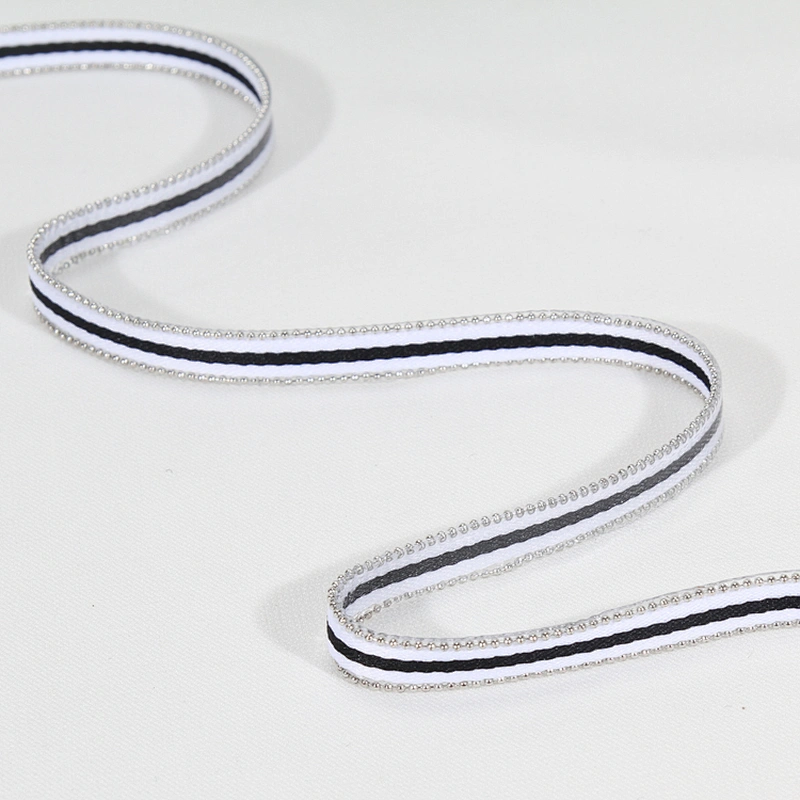 Design iron on hot fix rhinestone trim with white black strip ribbon