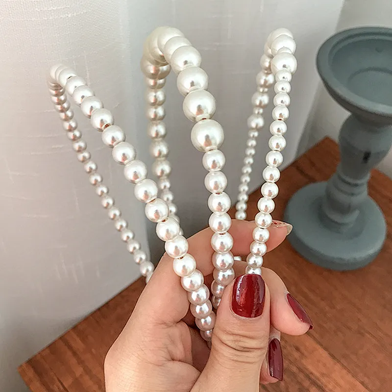 Wholesale Diamond in the Rough Head band Hairbands FASHION HEADBAND Big headbands Women pearl bridal hair accessories