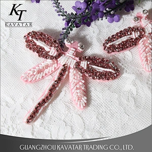 Decorative Patch Dragonfly Applique Sewing Beads Rhinestones
