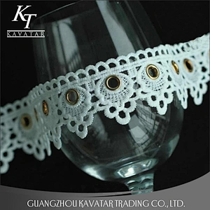 Latest Design White Polyester Eyelet Lace Trimming For Garment