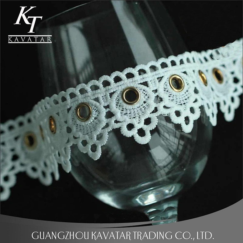 Latest Design White Polyester Eyelet Lace Trimming For Garment