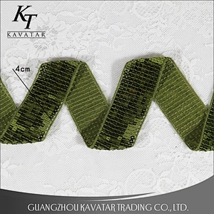 Kavatar custom wholesale square sequin ribbons trim for decoration
