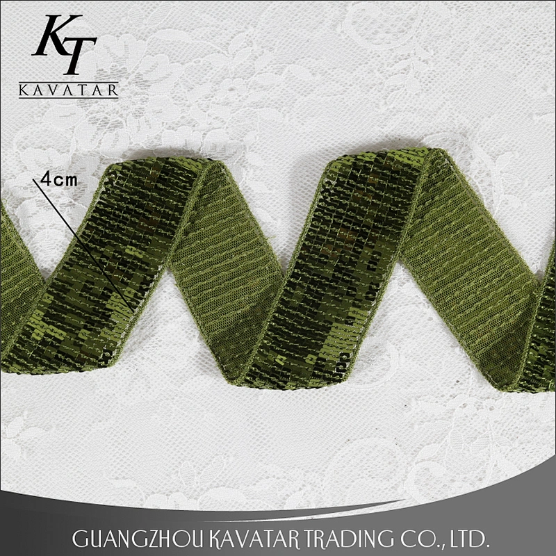 Kavatar custom wholesale square sequin ribbons trim for decoration