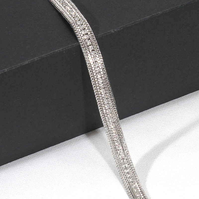 Kavatar Wholesale Custom Design Accessories Chain Beaded Rhinestone Hotfix Trim