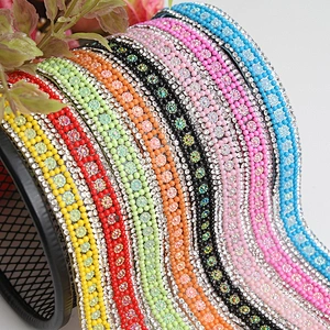 Kavatar 2020 square pattern Hotfix Trims iron on rhinestone trim