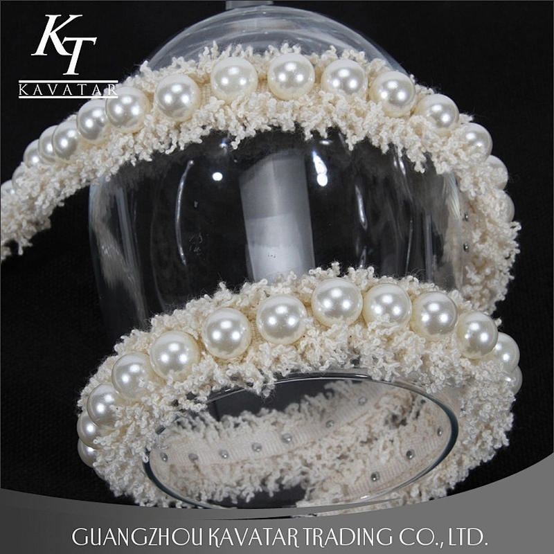 Kavatar Beautiful Mini Plastic Pearl Lace Trim Ribbons For Decoration Garment