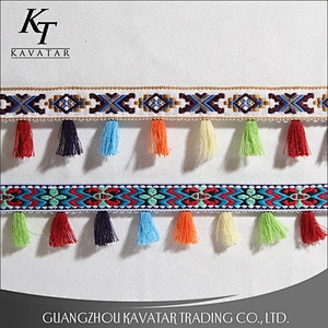 Ethnic style polyester tassel for clothing curtain home textile bags
