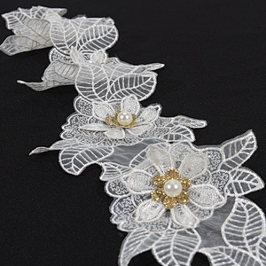 Classics style 3d embroidery flower lace trim for decoration