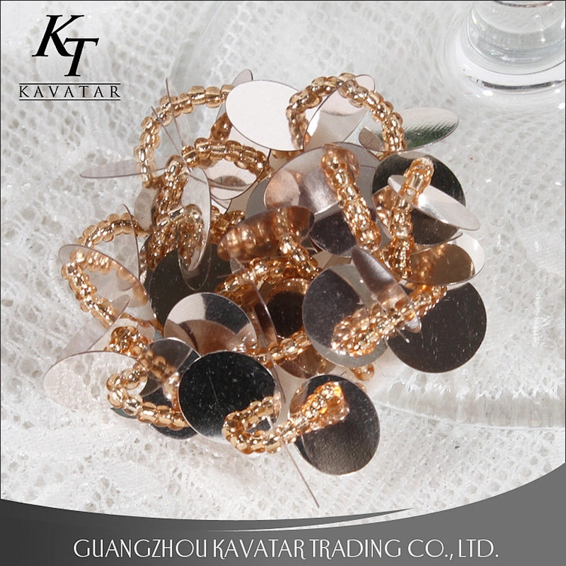 Wholesale 3D gold sequins applique shining beaded embroidery patch