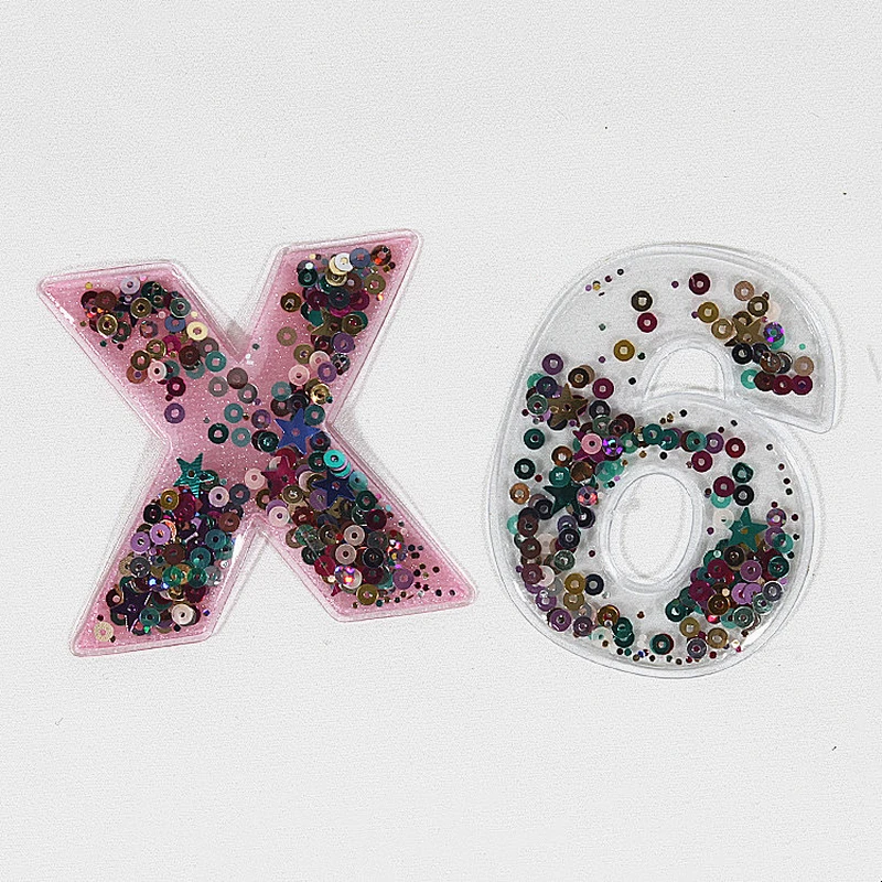 Kavatar Popular Hot Fix Sequin Number Letter Patches Applique For Garment
