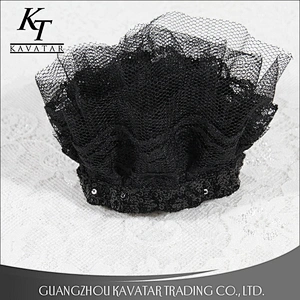 Easy to match fashion wrinkle black lace trim sequin decoration for nighty,dress,etc