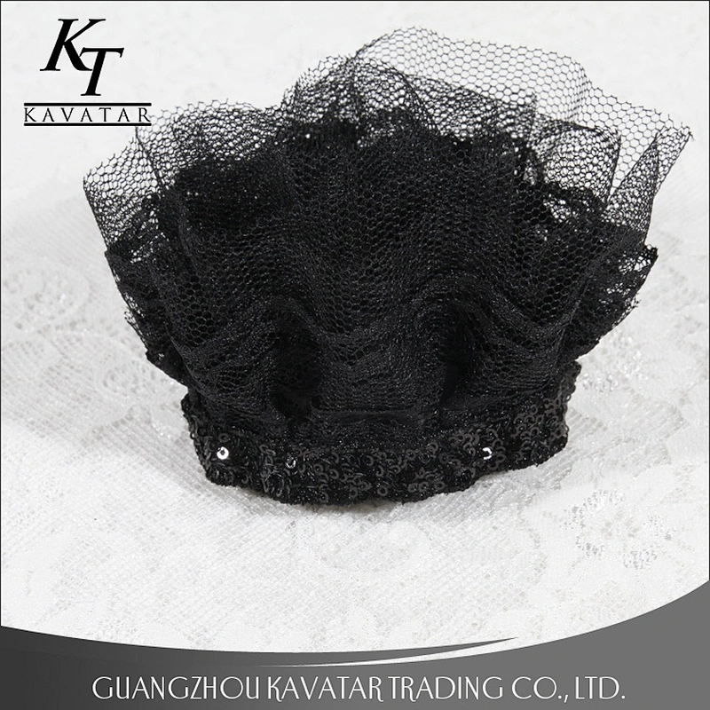 Easy to match fashion wrinkle black lace trim sequin decoration for nighty,dress,etc