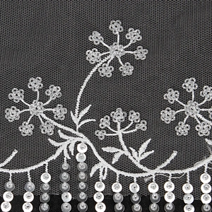 Custom Decorative Floral Sequin Embroidery Beaded Fringe Lace Border