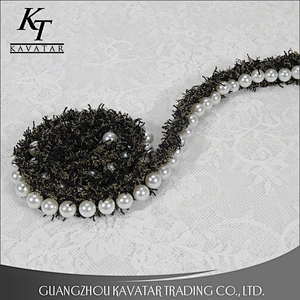 New Design 2.5cm Big Pearl Bead Lace Trim For Garment Decoration