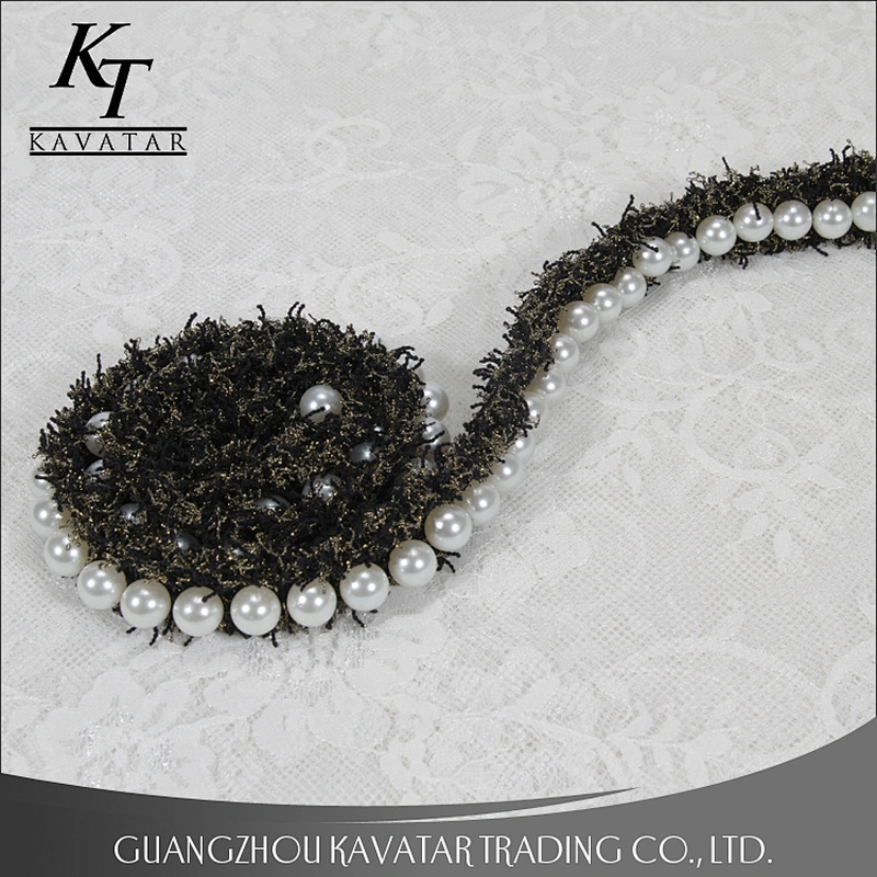 New Design 2.5cm Big Pearl Bead Lace Trim For Garment Decoration