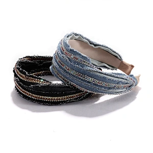 wholesale headband  headbands for women 2020 latest hairband designs rhinestone hair accessories jean headband