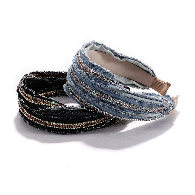 wholesale headband  headbands for women 2020 latest hairband designs rhinestone hair accessories jean headband