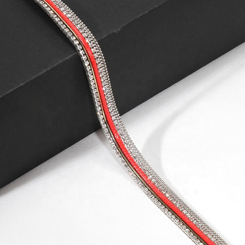 Kavatar Fashion Accessories Chain Beaded Hot Fix Rhinestone Trim For Garment