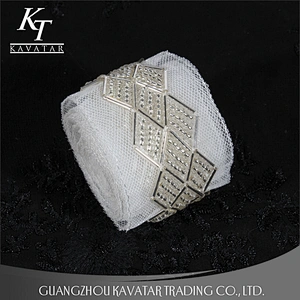 New product rhombus design white net trim plastic beaded lace trim