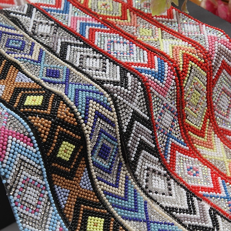 National design dress and clothes decoration 16 facets strass hotfix ab iron on trimming