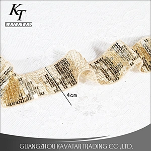 Blue Black Gold Sequin Decorative Ribbon For Garment