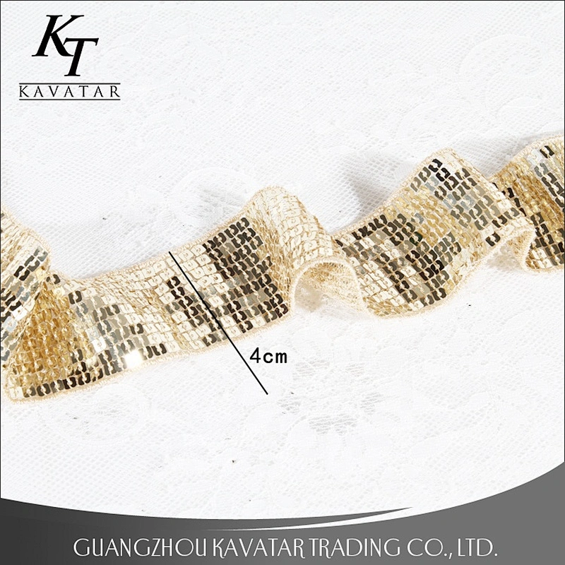 Blue Black Gold Sequin Decorative Ribbon For Garment