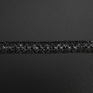 Kavatar Wholesale Hotfix Rhinestone Mesh Trimming Fashion For Clothing Hotfix Motif Designs Banding Trim Black Iron on Trims