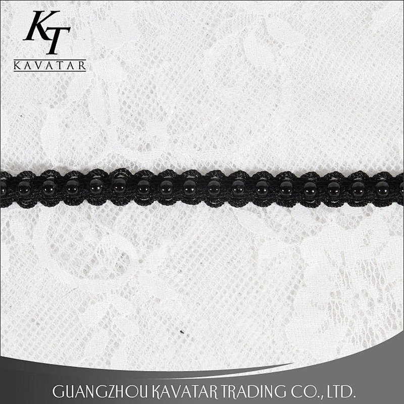 Cheap Price Wholesale Black Beaded Braided Trim Tape For Clothing