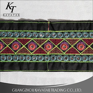 Fashion new ethnic style mirror white lace trimming