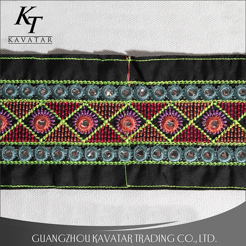 Fashion new ethnic style mirror white lace trimming
