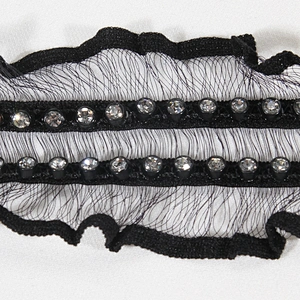 Wholesale Rhinestone Beaded Ruffled Chiffon Lace Trim for Women Garments