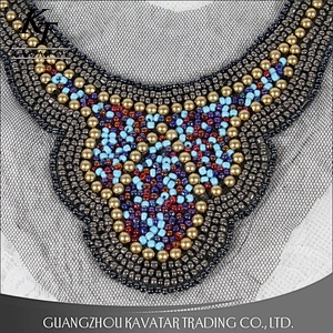 Gold beaded Collar Neck trim ethnic neck designs