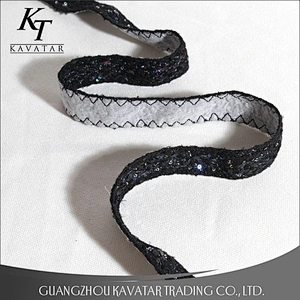 Good quality Black Polyester Knitted Ribbon Grosgrain Tape For Clothing