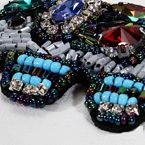 Garment patches applique elephant design rhinestone beaded patches