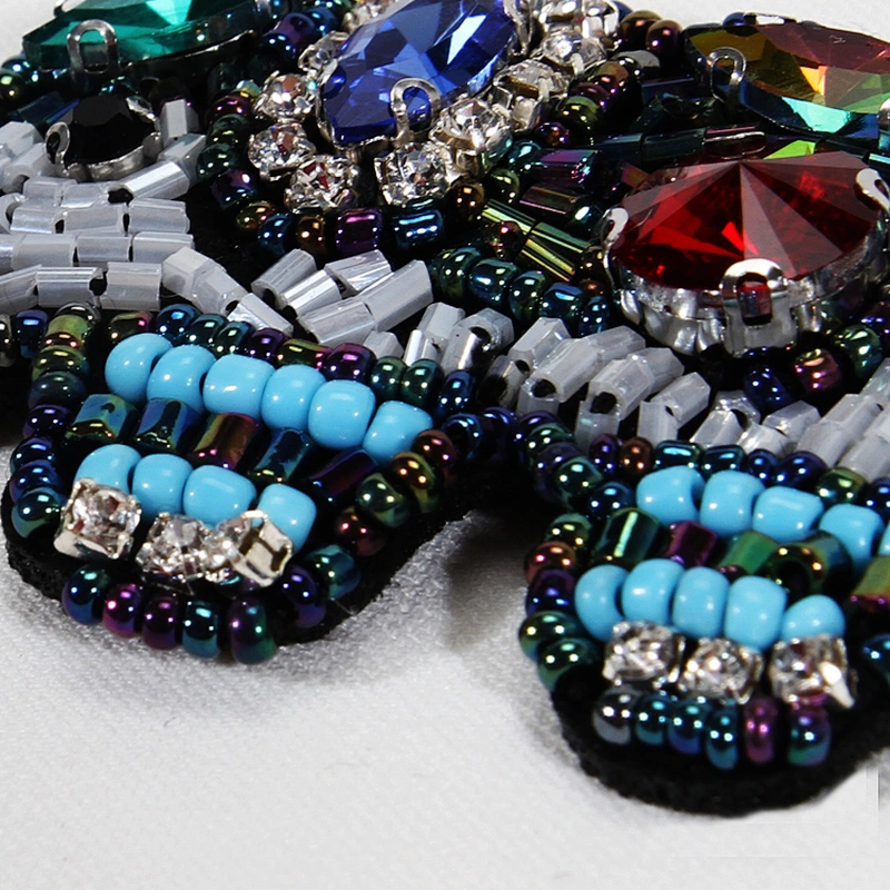 Garment patches applique elephant design rhinestone beaded patches