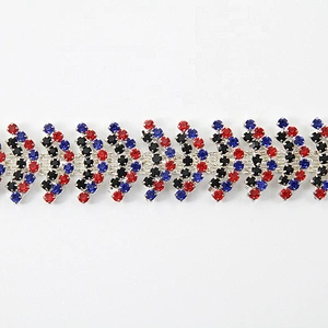 Smile Multicolor Clear Crystal Rhinestone Trims Chain Costume Applique Wholesale Rhinestone Chain Trim