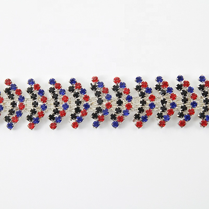 Smile Multicolor Clear Crystal Rhinestone Trims Chain Costume Applique Wholesale Rhinestone Chain Trim