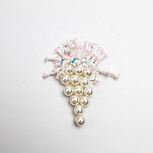 Christmas Cherry Flower Decorative Sew on Rhinestone Beaded Patches Wholesale patches for clothing