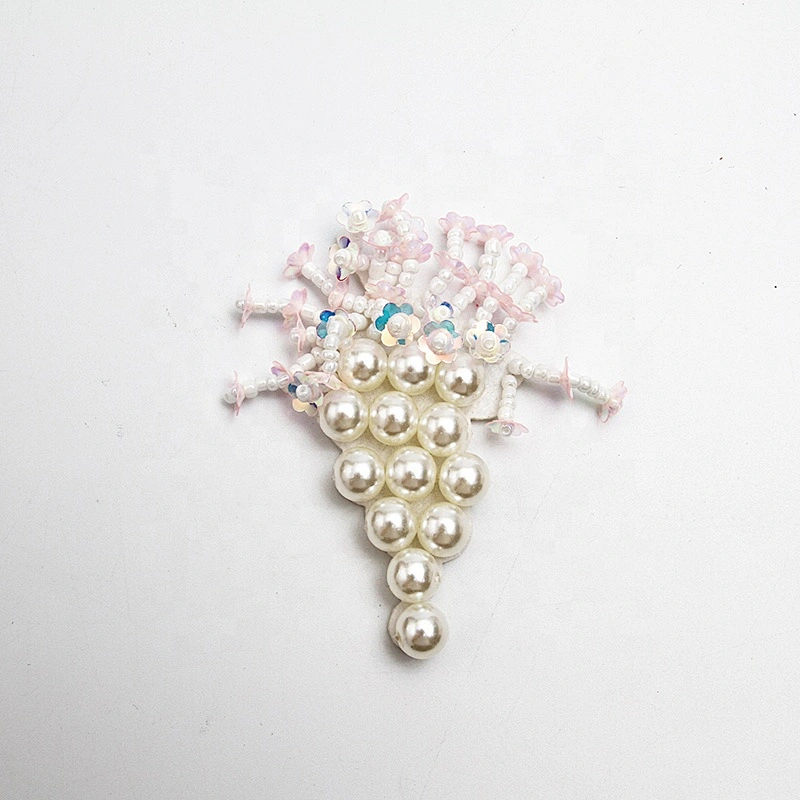 Christmas Cherry Flower Decorative Sew on Rhinestone Beaded Patches Wholesale patches for clothing