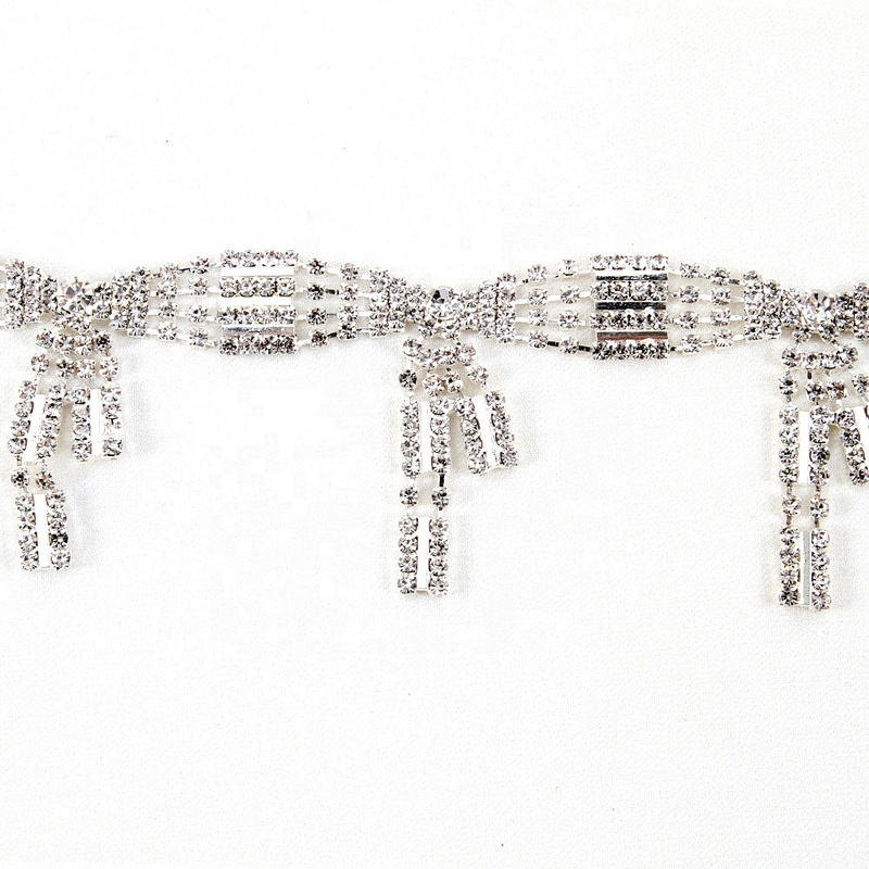 Kavatar Factory Wholesale Crystal Rhinestone Cup Chain Trim For Clothing