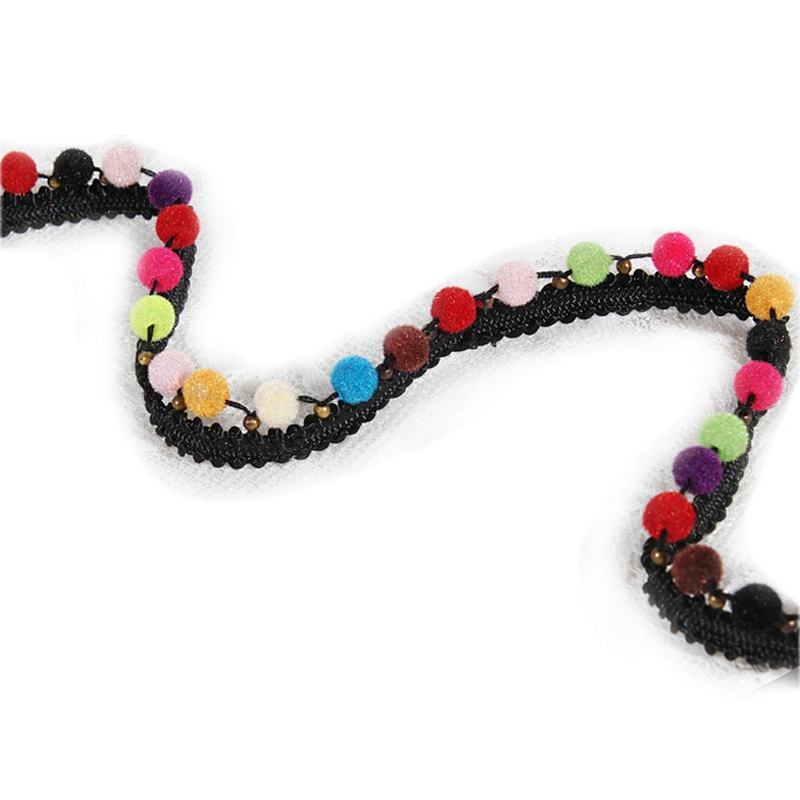 Wholesale Fashion Colorful pompom Trim Ball Fringe Ribbon For Clothing