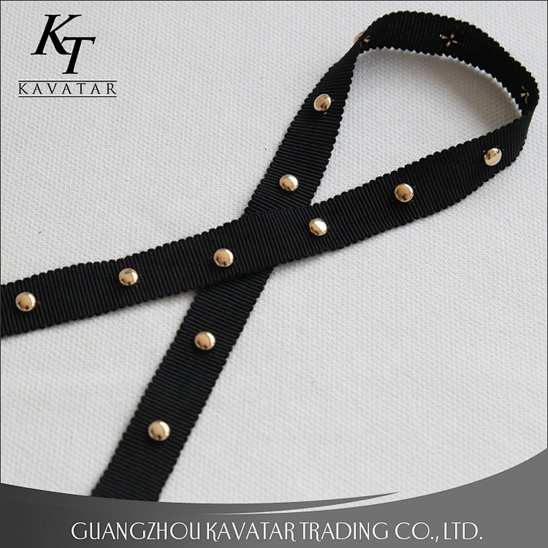 Factory Price Wholesale Polyester Grosgrain gold Copper Bead Ribbon